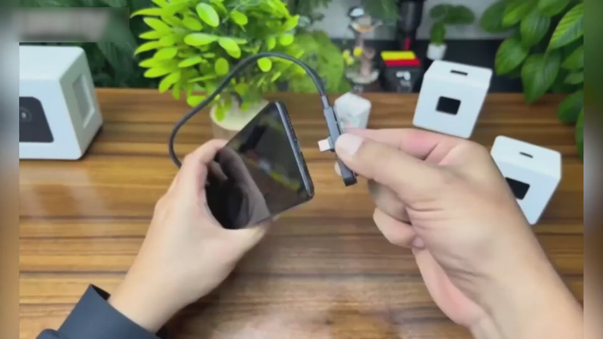 Câble USB-C Charge Rapide 2 en 1 – Support Téléphone Intégré Pliable