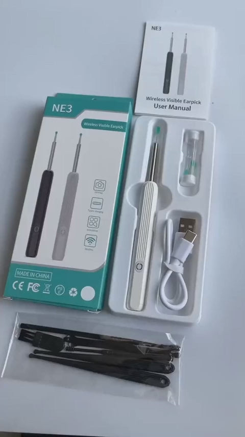 Cure-oreille connecté avec caméra HD et lumière LED – sans fil