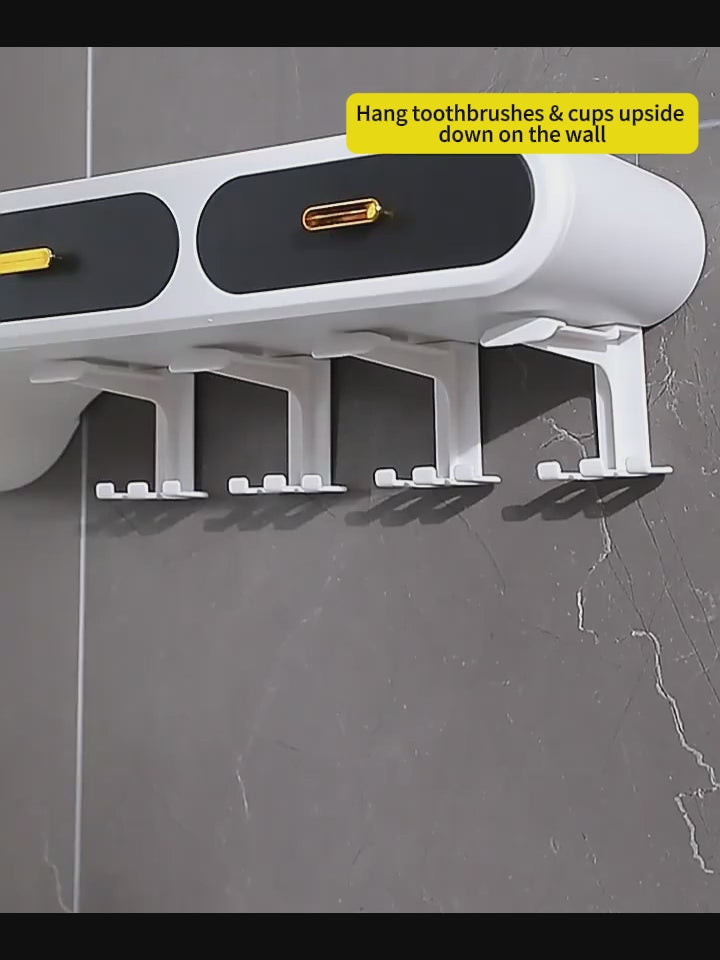 Porte-Brosses à Dents Mural avec Distributeur de Dentifrice – Sans Perçage